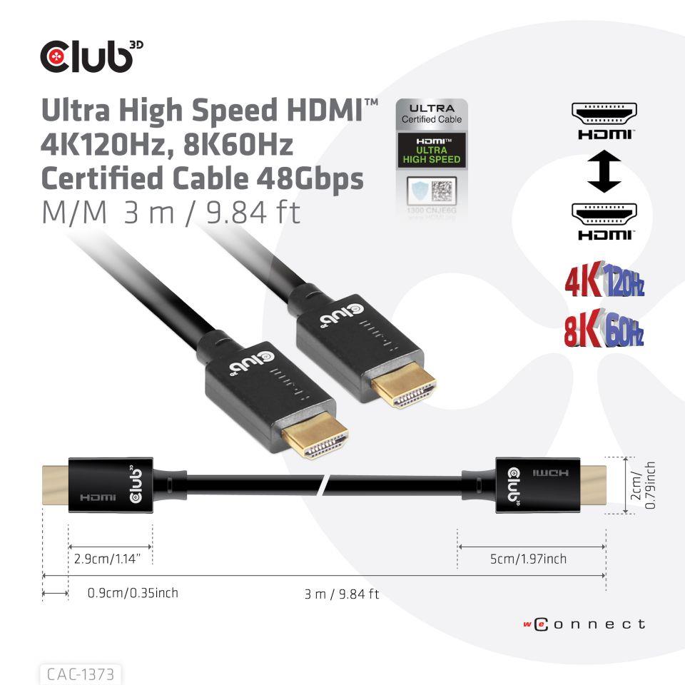 KAABEL HDMI TO HDMI 3M/M/M CAC-1373 CLUB3D