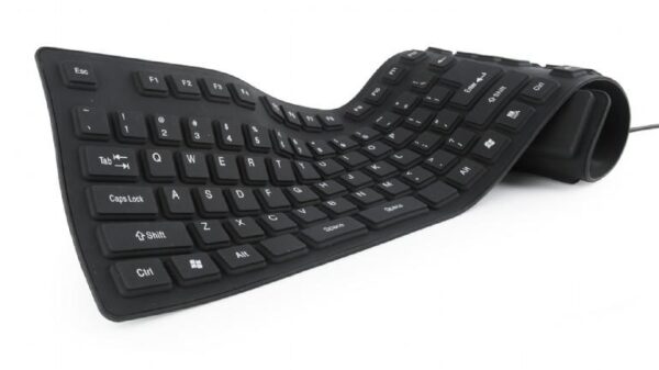 Klaviatuur FLEXIBLE USB ENG/BLACK KB-109F-B GEMBIRD