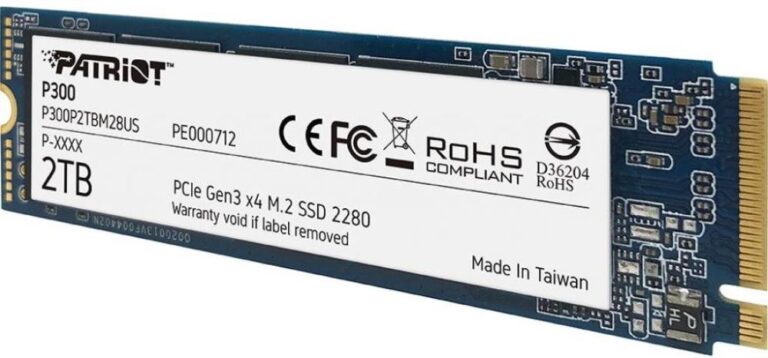 SSD|PATRIOT|P300|2TB|M.2|PCIE|NVMe|QLC|Write speed 1650 MBytes/sec|Read ...