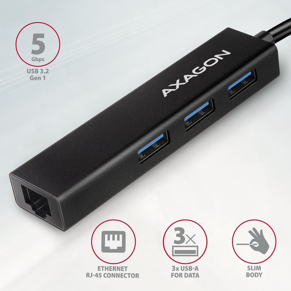 I/O HUB USB-C 4PORT GLAN/0.2M HMC-GL3A AXAGON