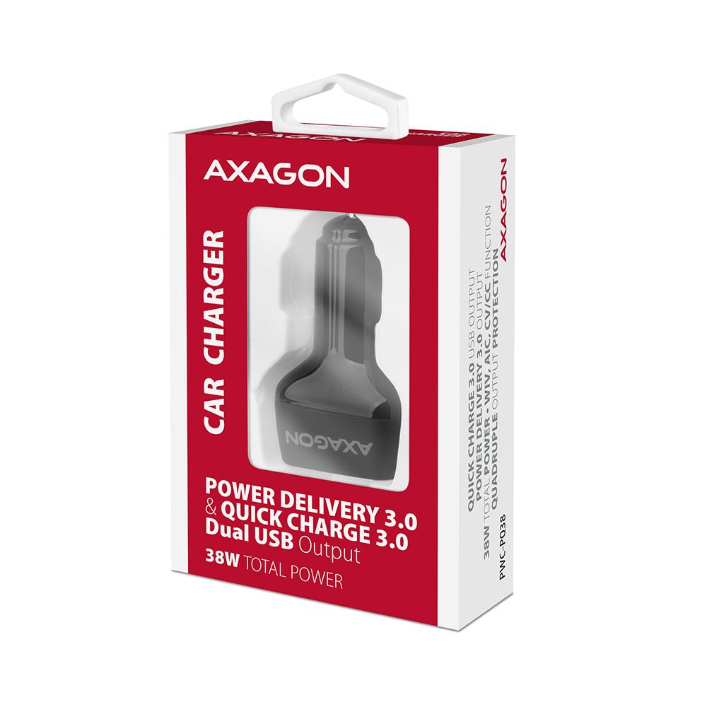 MOBILE CHARGER CAR USB-C 2PORT/38W PWC-PQ38 AXAGON