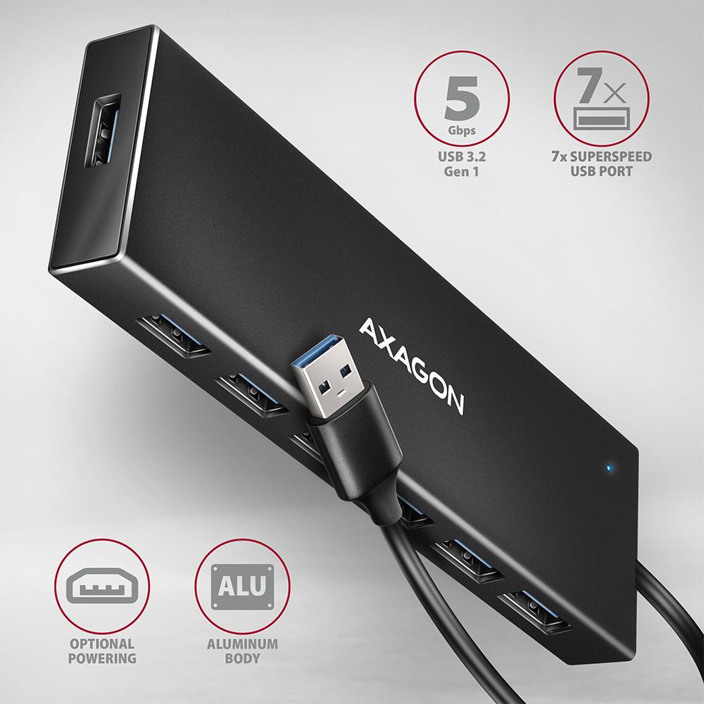 I/O HUB USB3.2 7PORT FLAT/1M HUE-F7A AXAGON
