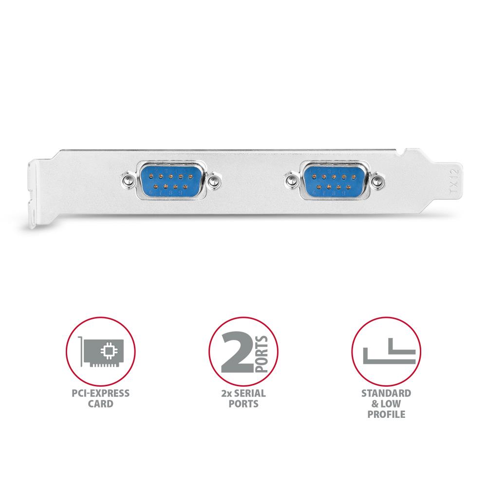 NET CARD PCIE 2PORT 250KBPS/SP&LP PCEA-S2N AXAGON