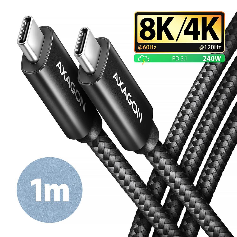 KAABEL USB-C TO USB-C 1M 240W/8K BLACK BUCM4X-CM10AB AXAGON