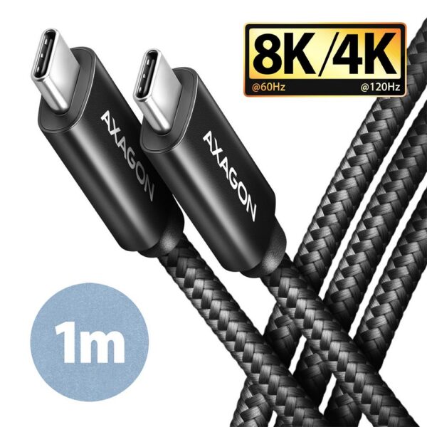 KAABEL USB-C TO USB-C 1M 100W/8K BLACK BUCM432-CM10AB AXAGON