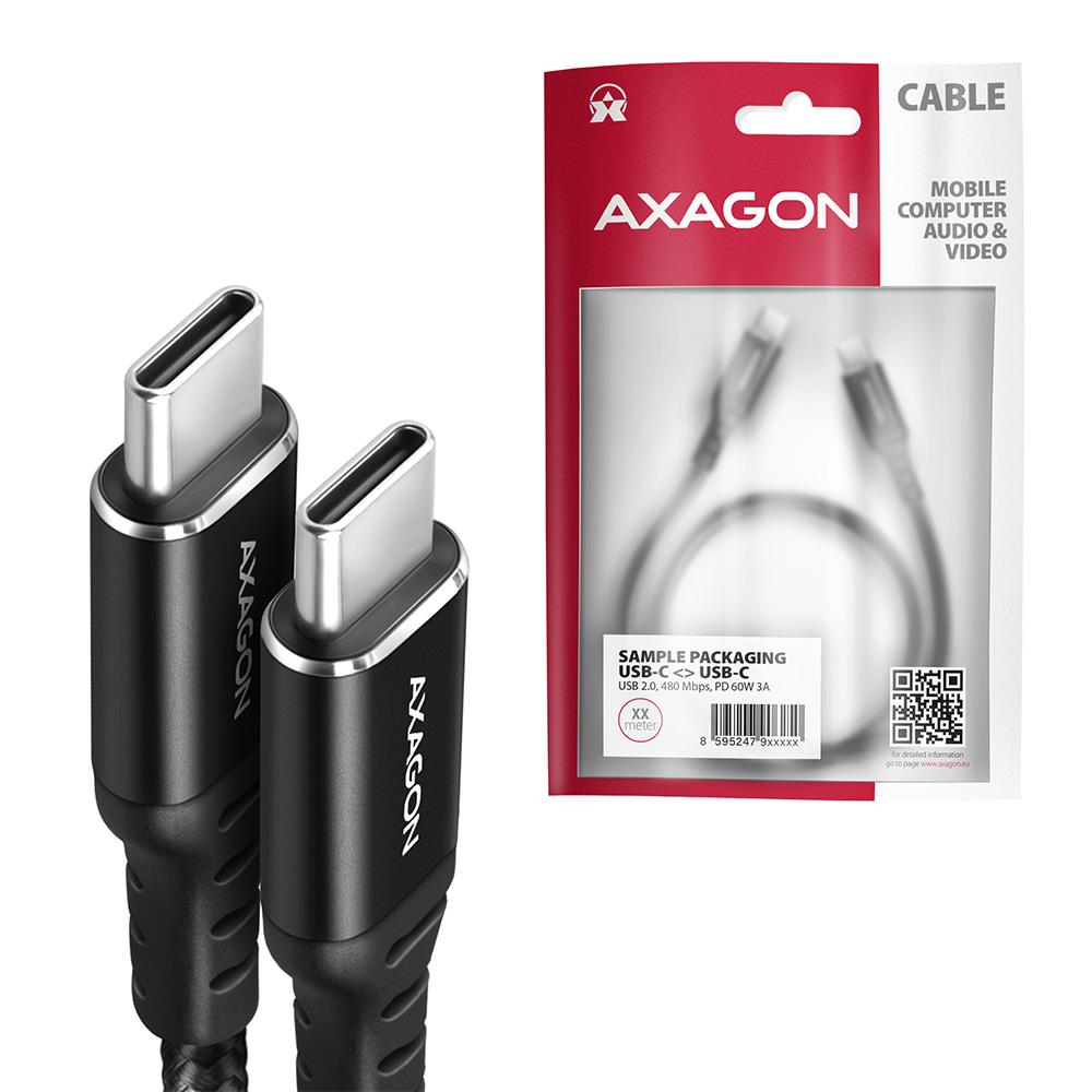 CABLE USB-C TO USB-C 3M 60W/HQ BLACK BUCM-CM30AB AXAGON