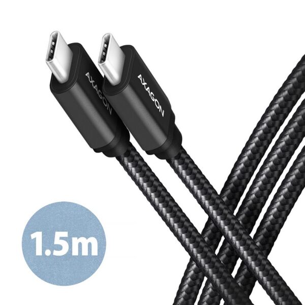KAABEL USB-C TO USB-C 1.5M 60W/BLACK BUCM3-CM15AB AXAGON