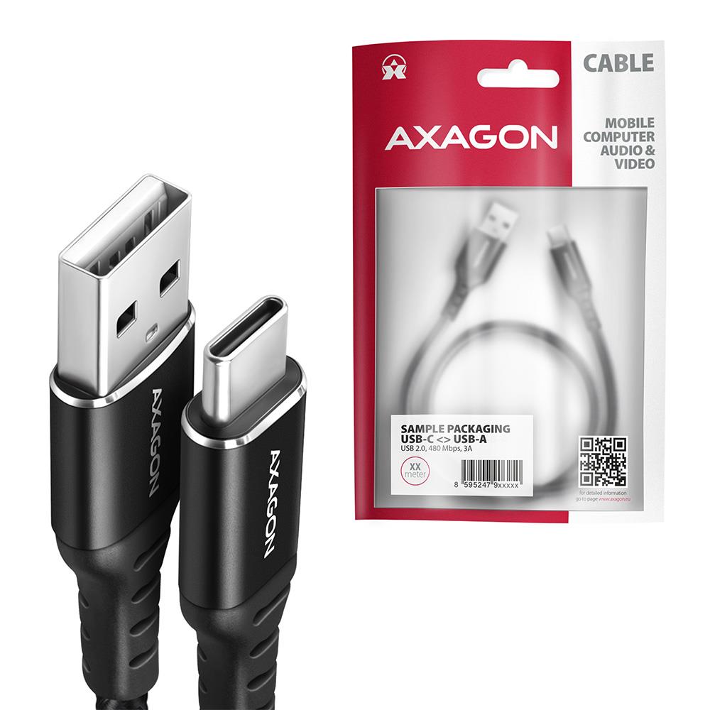 CABLE USB-C TO USB2.0 1M/BLACK BUCM-AM10AB AXAGON