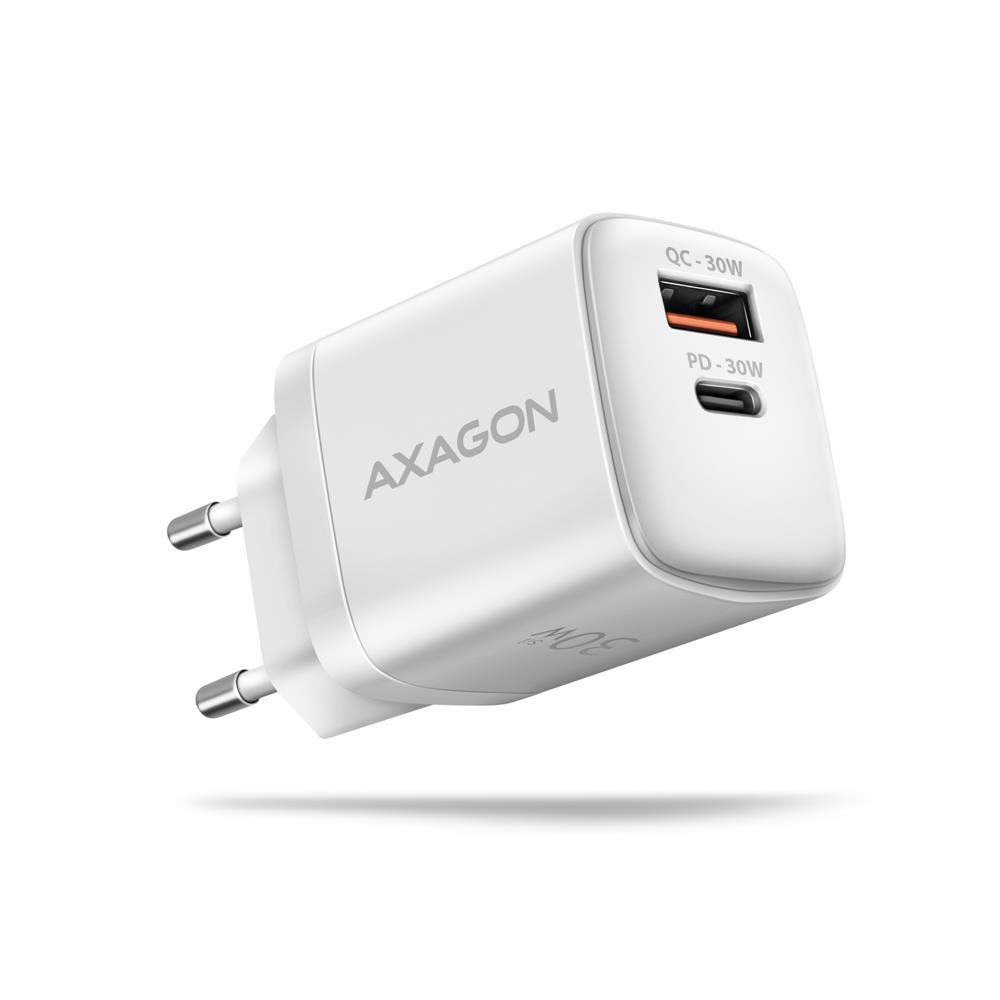 MOBILE CHARGER WALL USB 30W/2PORT WHITE ACU-PQ30W AXAGON