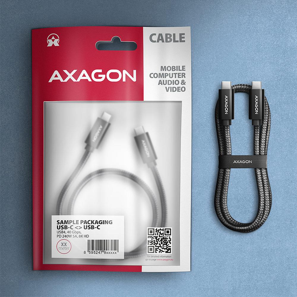KAABEL USB-C TO USB-C 1M 240W/8K BLACK BUCM4X-CM10AB AXAGON