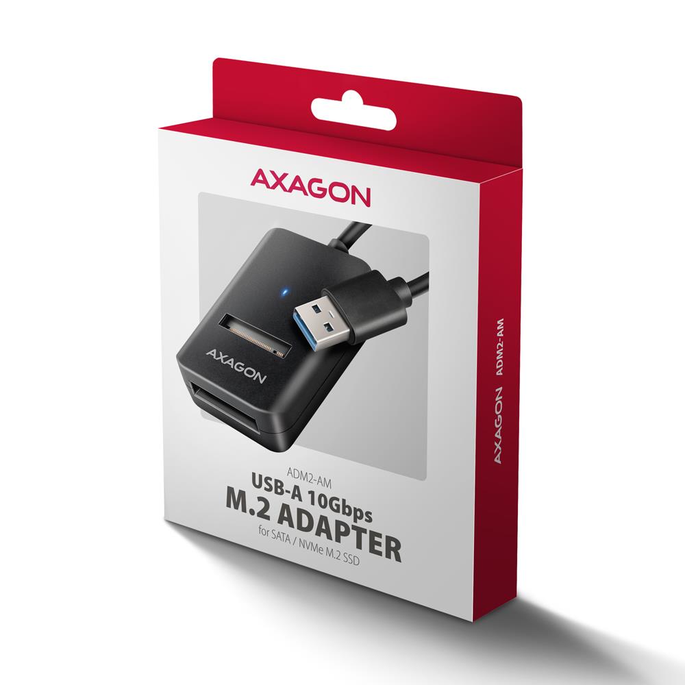 SSD ACC ADAPTER USB3.2/M.2/10GBPS 0.1M ADM2-AM AXAGON