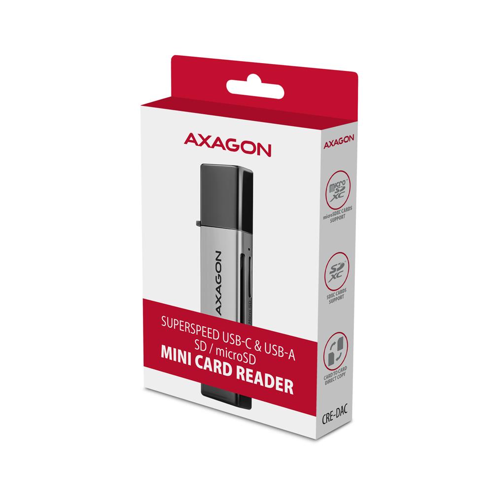 CARD READER USB-C+USB3.2 2SLOT/SD/MICROSD CRE-DAC AXAGON