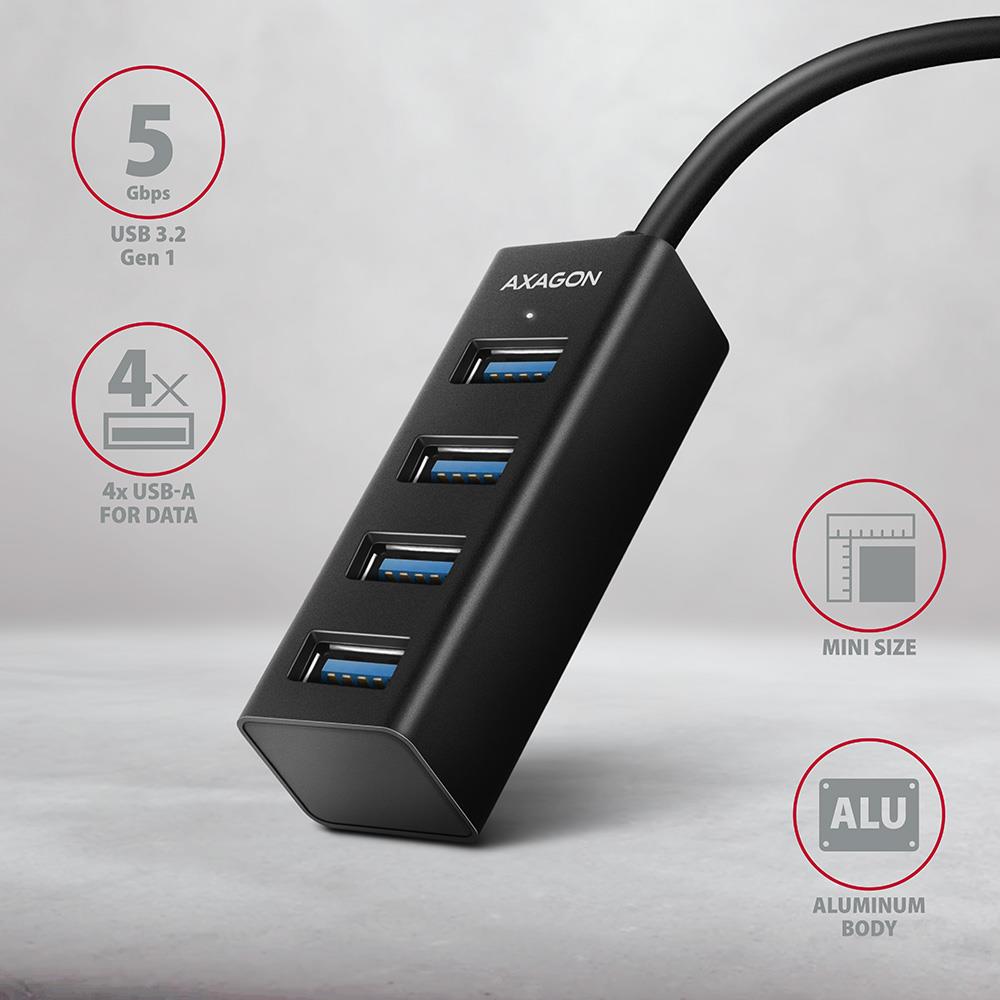 I/O HUB USB-C 4PORT MINI/0.2M HUE-M1C AXAGON