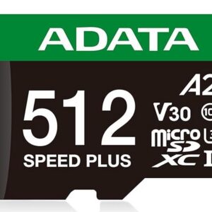MÄLUKAART SDXC 512GB UHS-I/UD512GUI3V30A2SP-RA1 ADATA