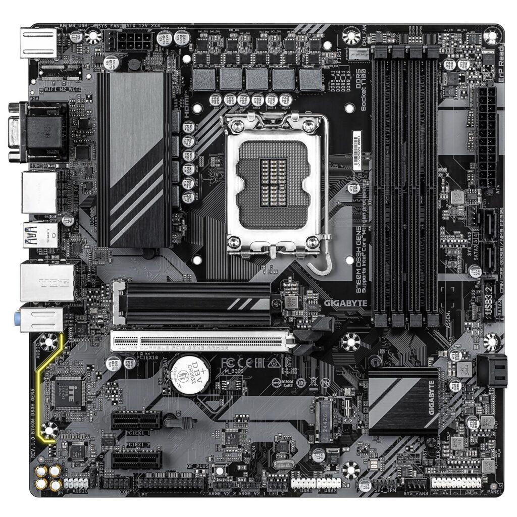 Emaplaat|GIGABYTE|Intel B760 Express|LGA1700|Micro-ATX|Memory DDR5|Memo&...