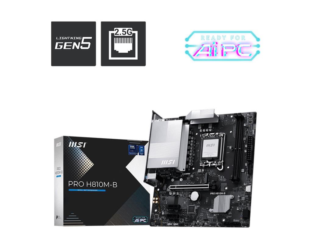 Emaplaat|MSI|Intel H810|LGA1851|Micro-ATX|Memory DDR5|Memory slots 2|PR…