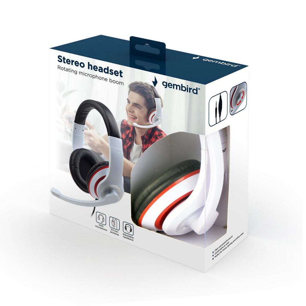 KÕRVAKLAPID STEREO WHITE/MHS-03-WTRDBK GEMBIRD