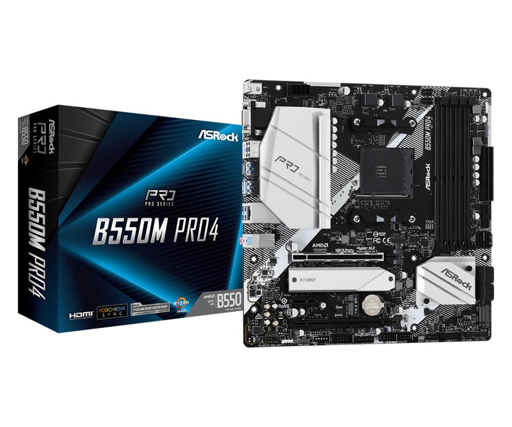 Emaplaat|ASROCK|AMD B550|SAM4|MicroATX|1xPCI-Express 3.0 1x|1xPCI-Expre&...
