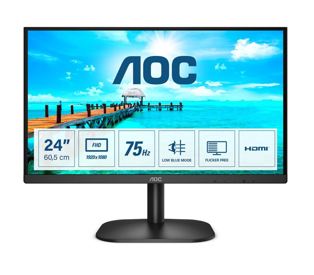 LCD Monitor|AOC|24B2XHM2|23.8″|Panel VA|1920×1080|16:9|75Hz|4 ms|Tilt|Colour Black|24B2XHM2