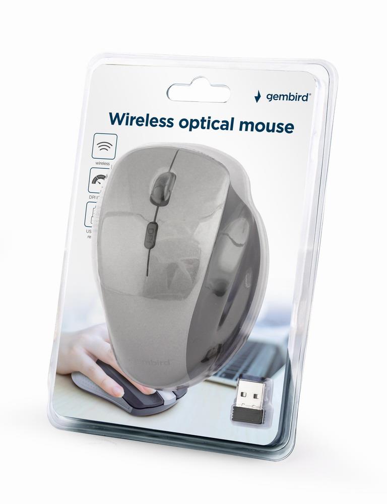 Hiir USB OPTICAL WRL BLACK/SP. GREY MUSW-6B-02-BG GEMBIRD