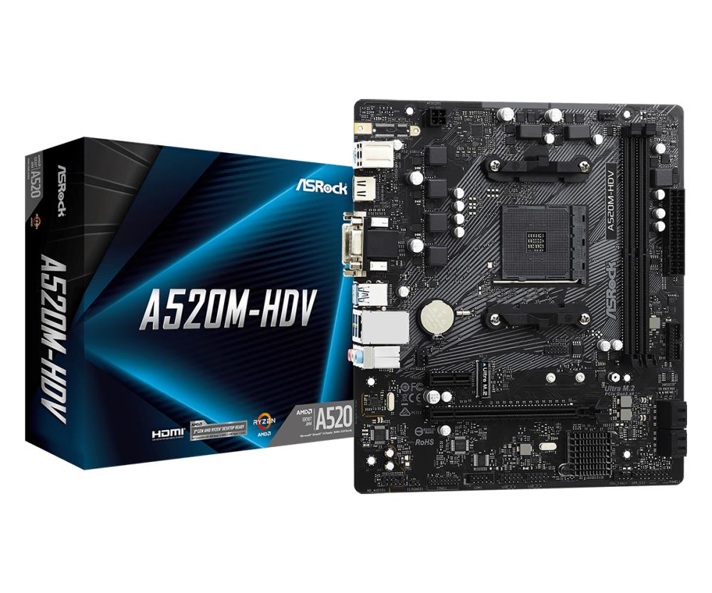Emaplaat|ASROCK|AMD A520|SAM4|Micro-ATX|Memory DDR4|Memory slots 2|1xPC&...