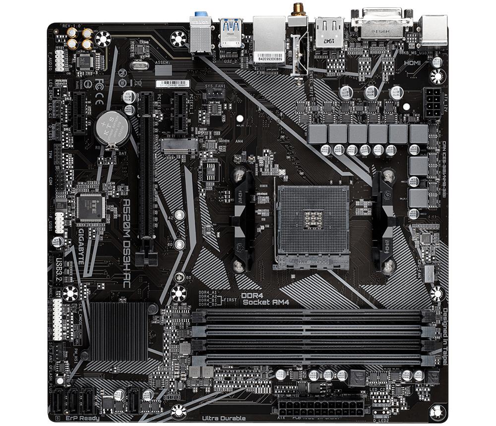 Emaplaat|GIGABYTE|AMD A520|SAM4|Micro-ATX|Memory DDR4|Memory slots 4|A5&...
