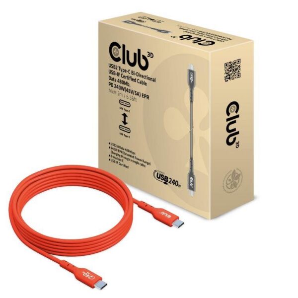 KAABEL USB-C TO USB-C 2M/M/M CAC-1573 CLUB3D