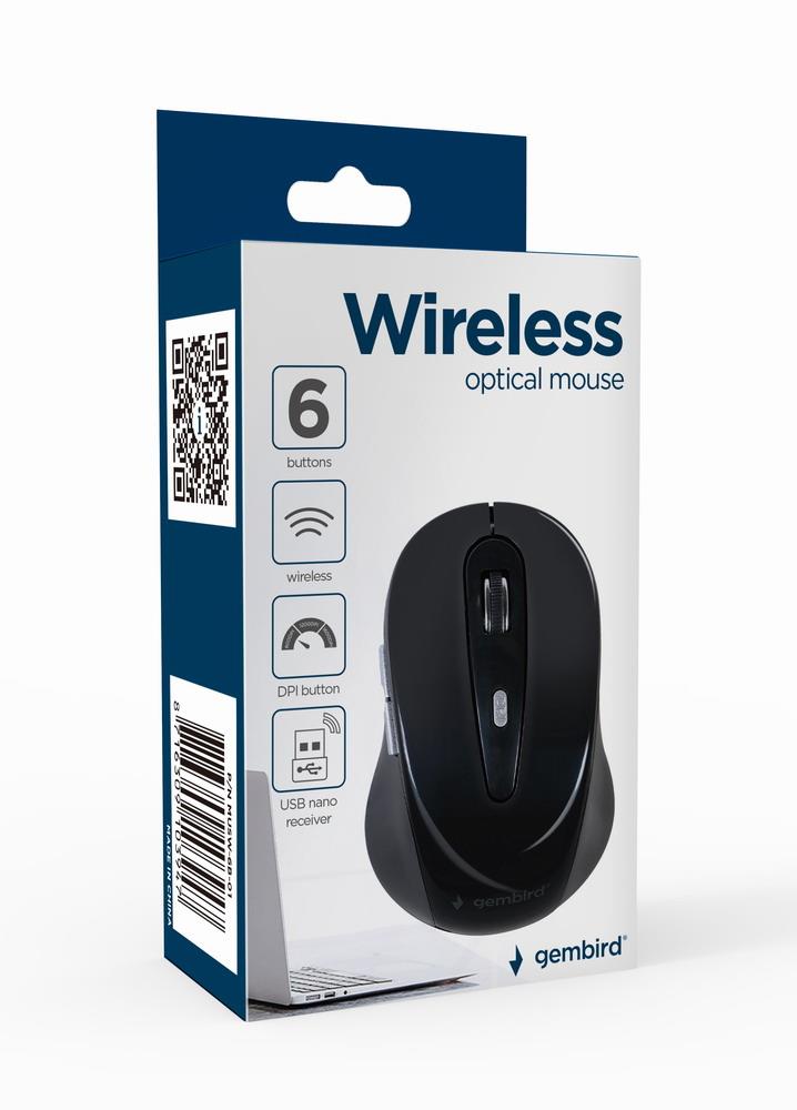 Hiir USB OPTICAL WRL/BLACK MUSW-6B-01 GEMBIRD