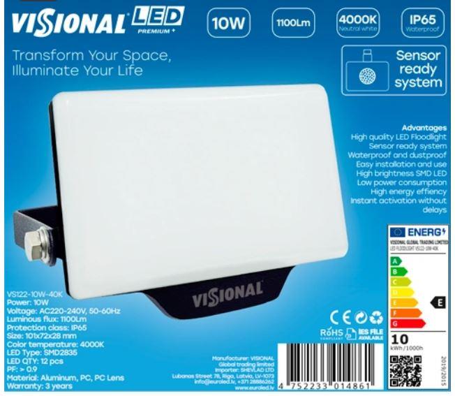 Lamp|VISIONAL|Power consumption 10 Watts|Luminous flux 1100 Lumen|4000 K...