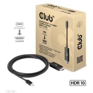 KAABEL MINIDP TO HDMI 1.8M/M/M CAC-1187 CLUB3D
