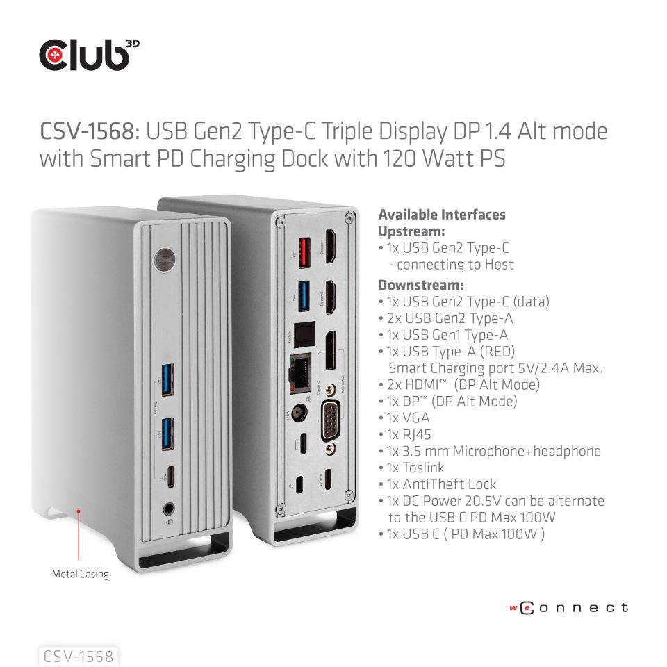 NB ACC DOCKING STATION/USB-C 120W CSV-1568 CLUB3D