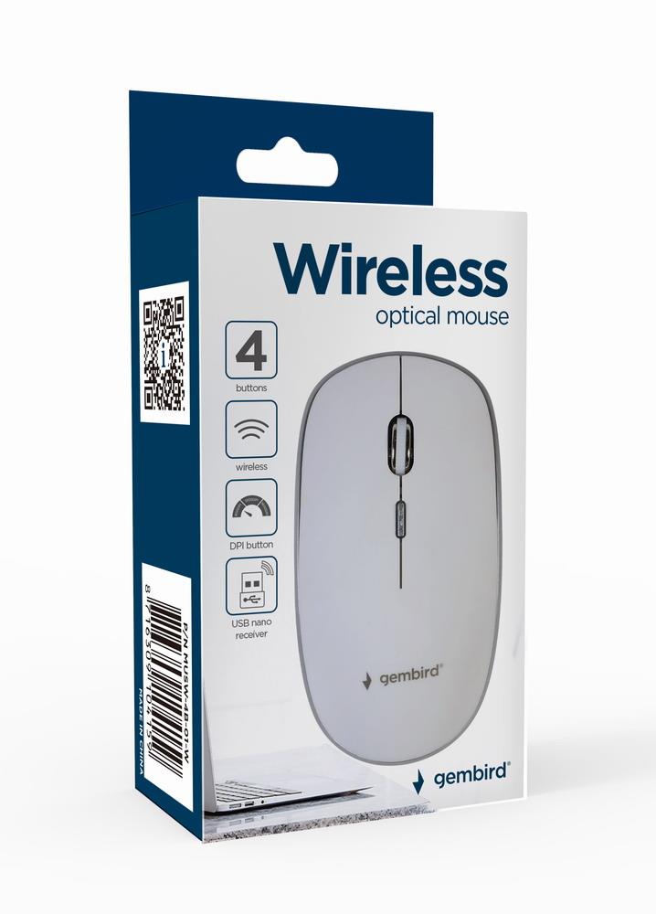 Hiir USB OPTICAL WRL/WHITE MUSW-4B-01-W GEMBIRD