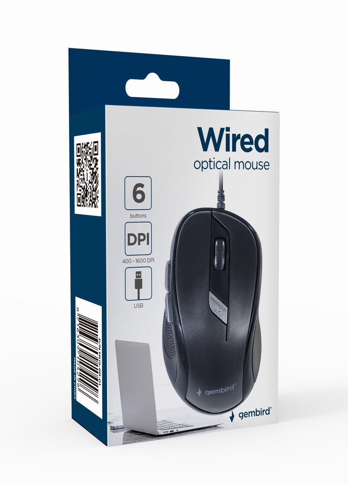 Hiir USB OPTICAL/BLACK MUS-6B-01 GEMBIRD