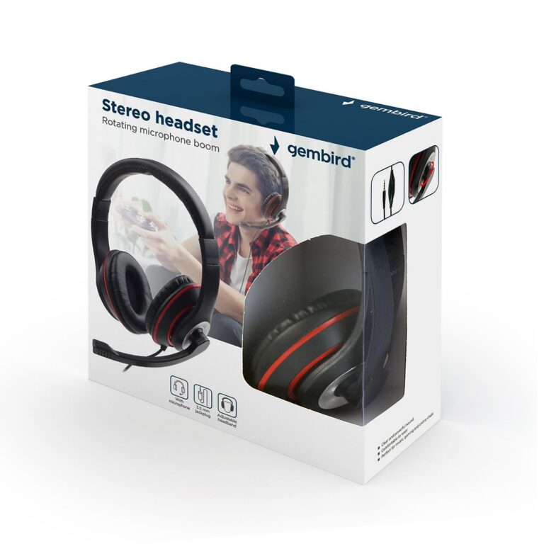 KÕRVAKLAPID STEREO BLACK/MHS-03-BKRD GEMBIRD