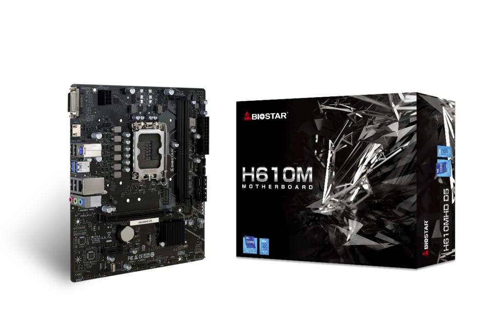 Emaplaat|BIOSTAR|Intel H610|LGA1700|Micro-ATX|Memory DDR5|Memory slots &...