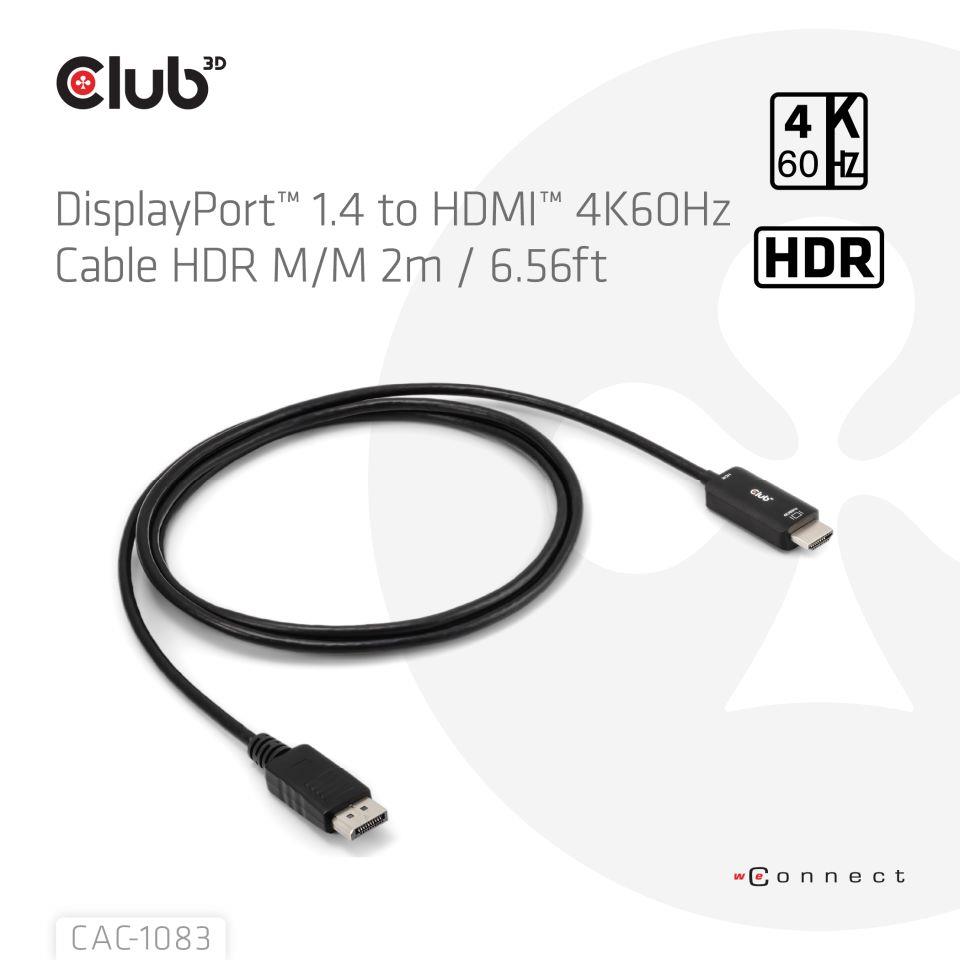 KAABEL DP TO HDMI 2M/CAC-1083 CLUB3D