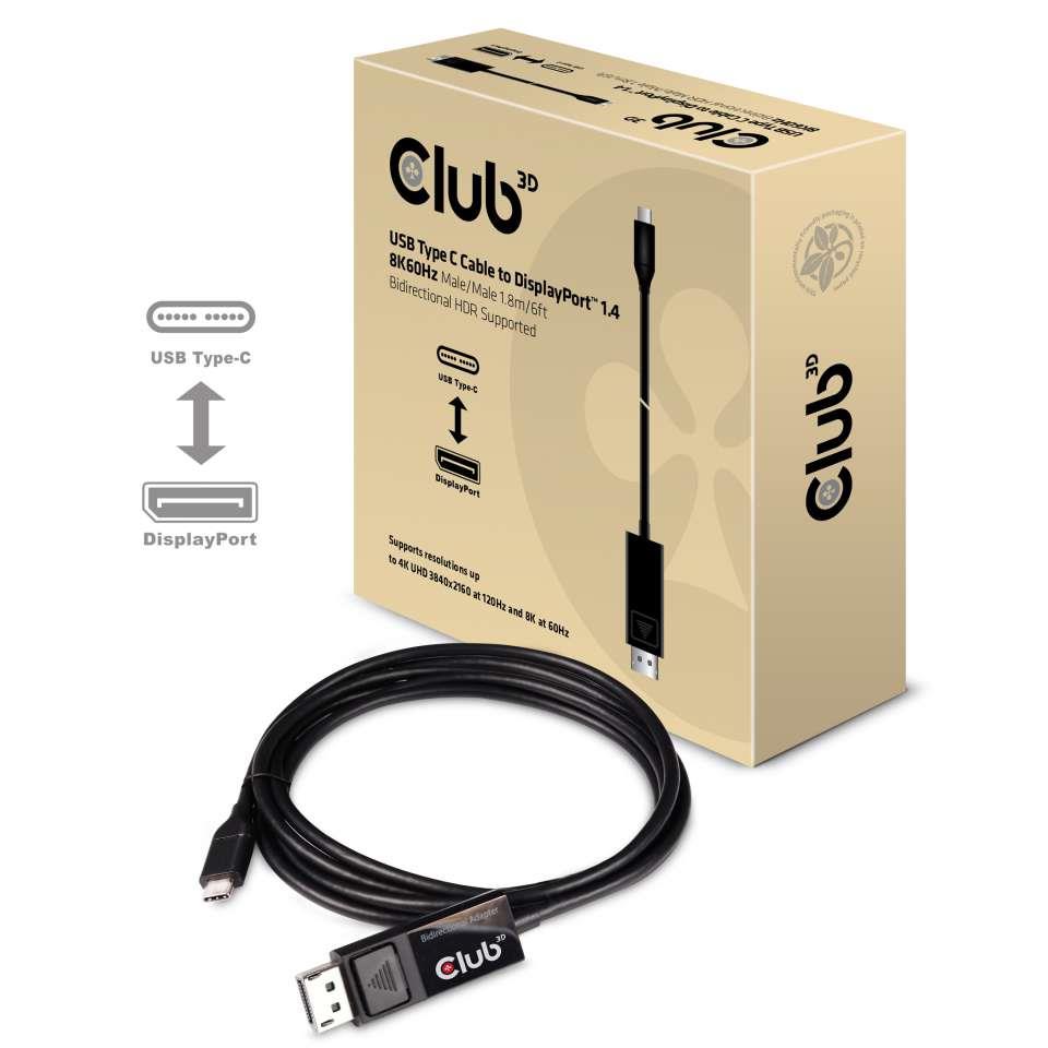 KAABEL USB-C TO DP 1.8M/M/M CAC-1557 CLUB3D