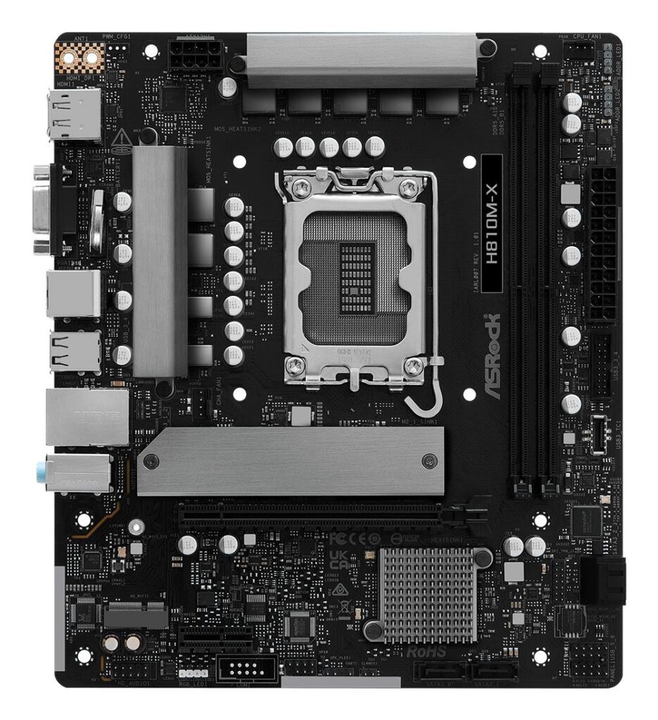 Emaplaat|ASROCK|Intel H810|LGA1851|Micro-ATX|Memory DDR5|Memory slots 2&...