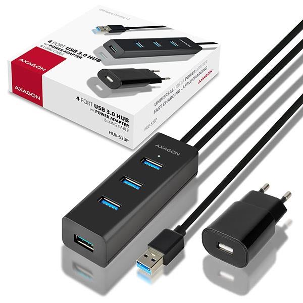 I/O HUB USB3.0 4PORT CHARGING/W/AC 1.2M HUE-S2BP AXAGON