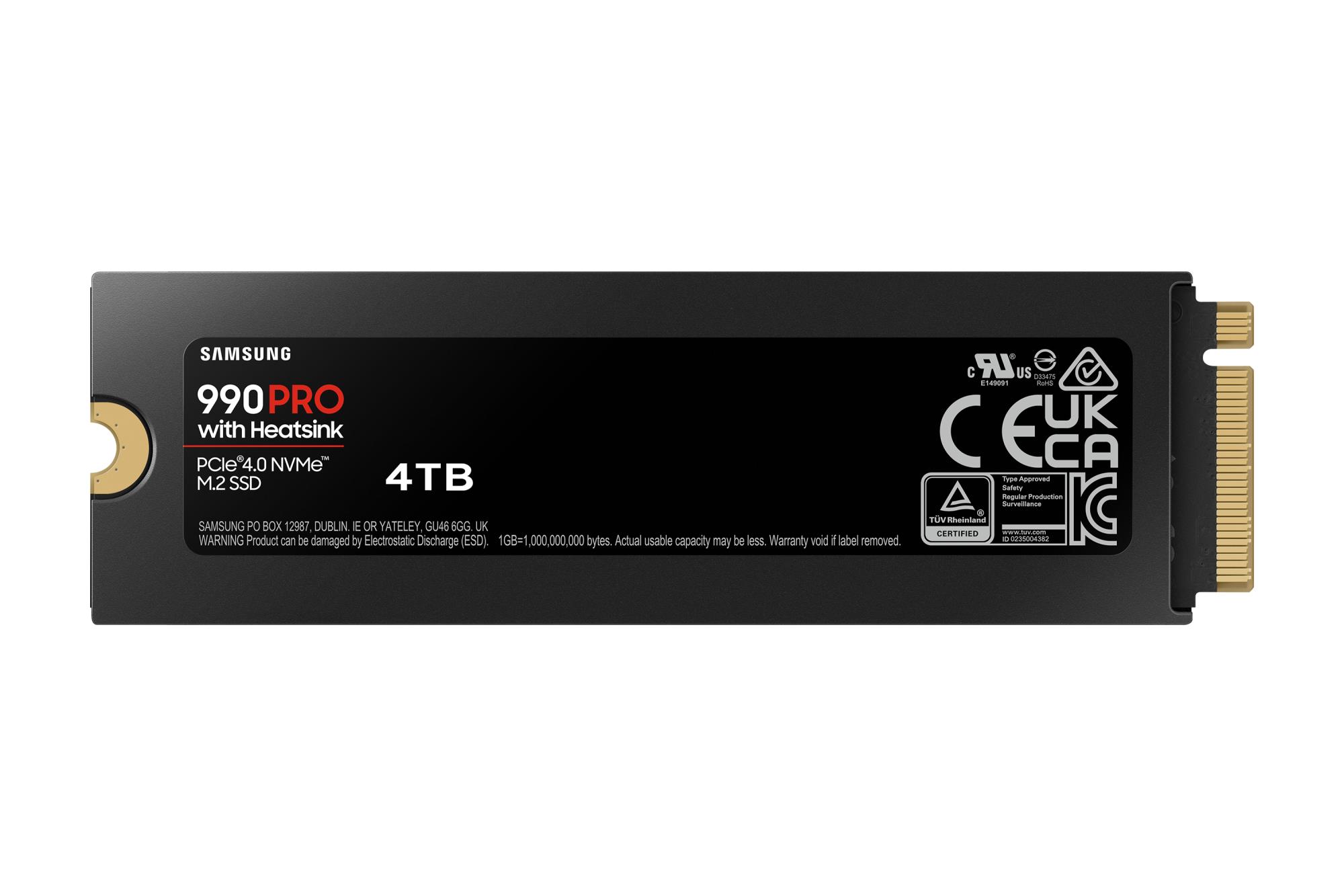 SSD|SAMSUNG|990 PRO with Heatsink|4TB|M.2|PCIe Gen4|NVMe|TLC|Write speed...