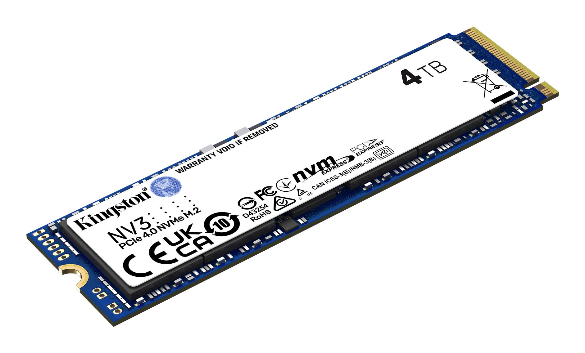 SSD|KINGSTON|NV3|4TB|M.2|PCIE|3D NAND|Write speed 5000 MBytes/sec|Read s...