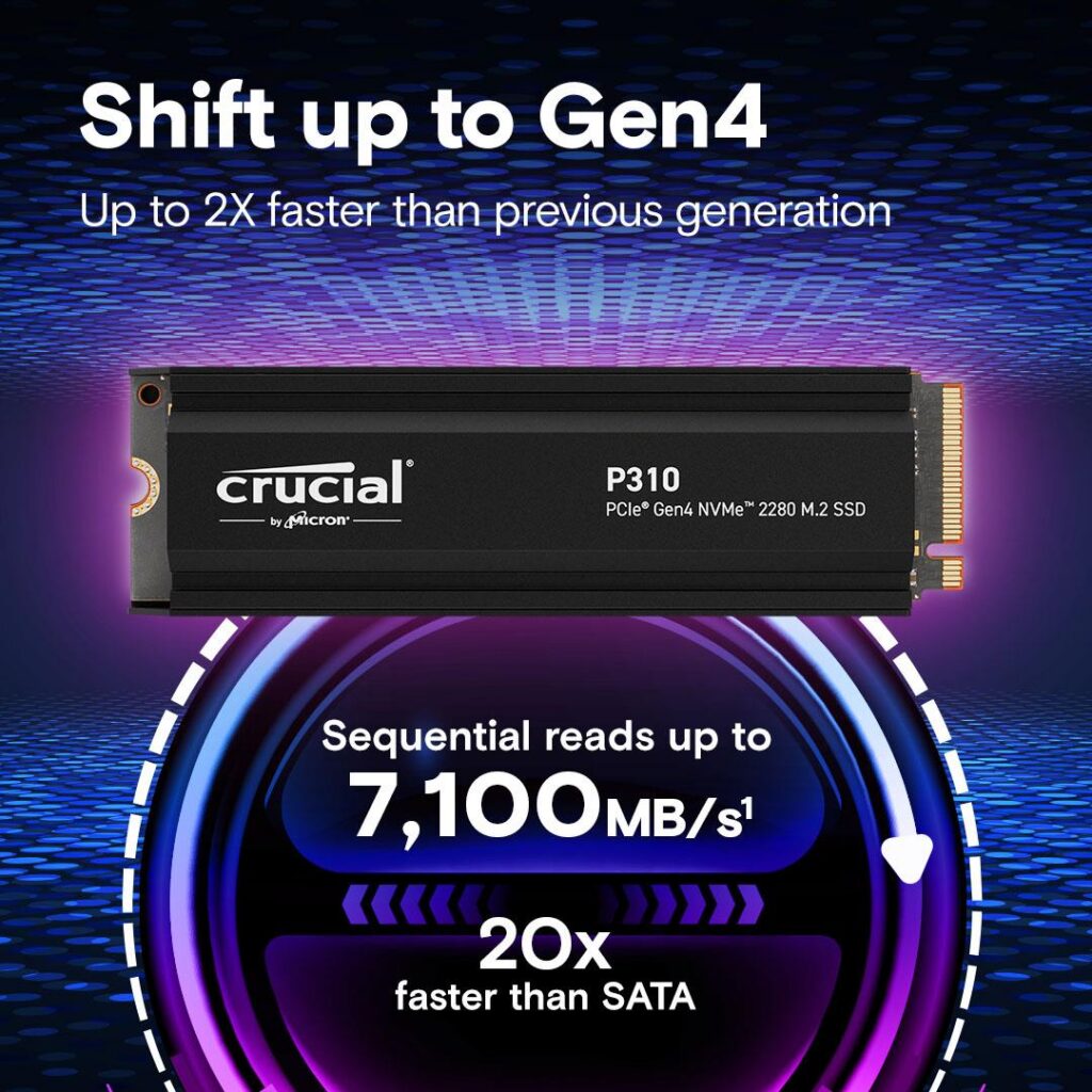SSD|CRUCIAL|P310|2TB|M.2|PCIe Gen4|NVMe|3D NAND|Write speed 6000 MBytes/...