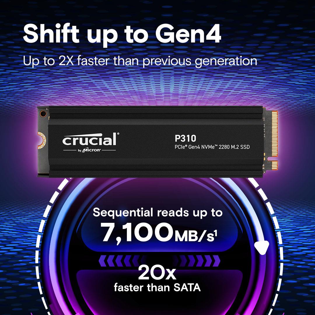 SSD|CRUCIAL|P310|2TB|M.2|PCIe Gen4|NVMe|3D NAND|Write speed 6000 MBytes/...