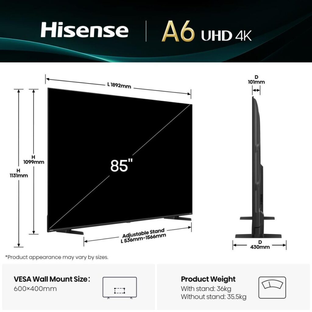 Televiisor|HISENSE|85 “|4K Ultra HD|3840 x 2160 pixels|Flat|16:9|L...