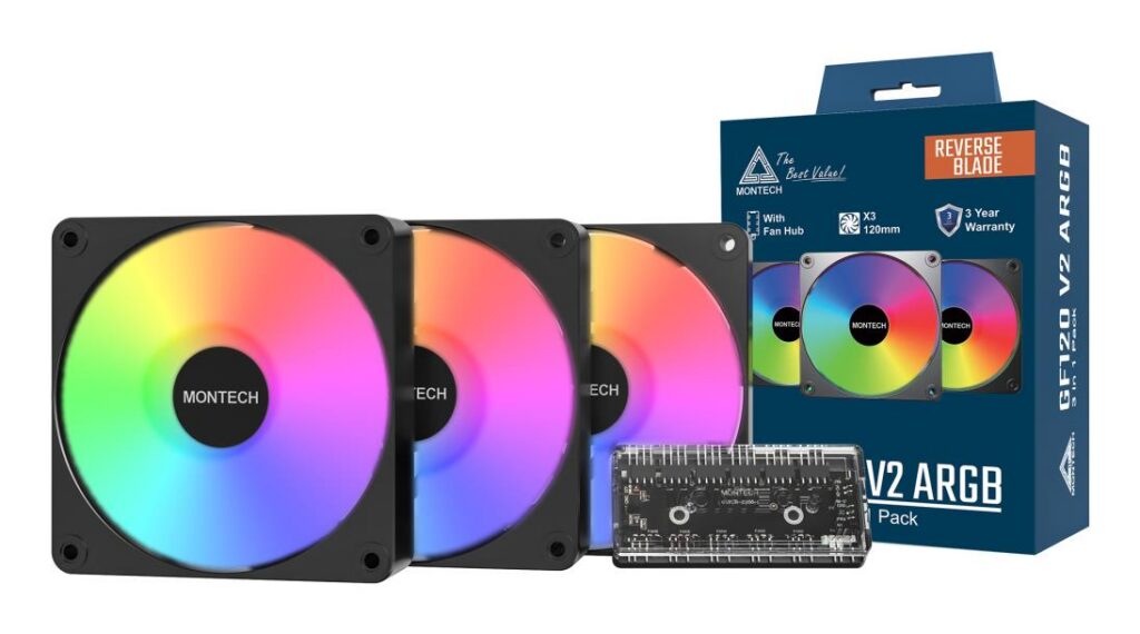 CASE FAN 120MM GF120R V2/ARGB PWM 3I1 (B) MONTECH