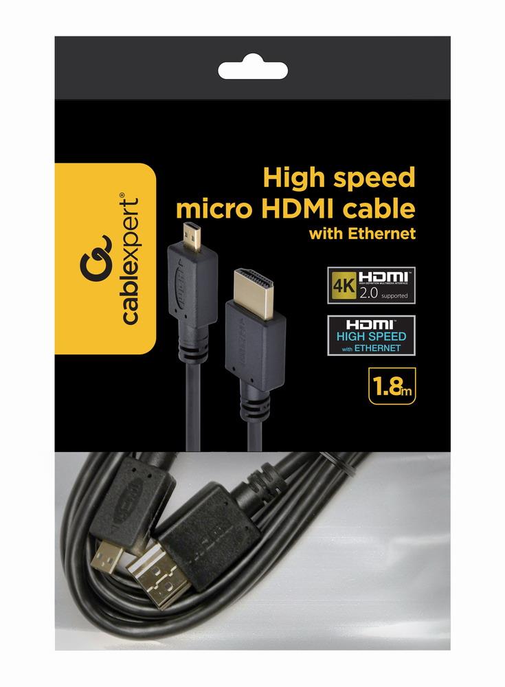 KAABEL HDMI-MICRO HDMI 1.8M/V.2.0 BLK CC-HDMID-6 GEMBIRD