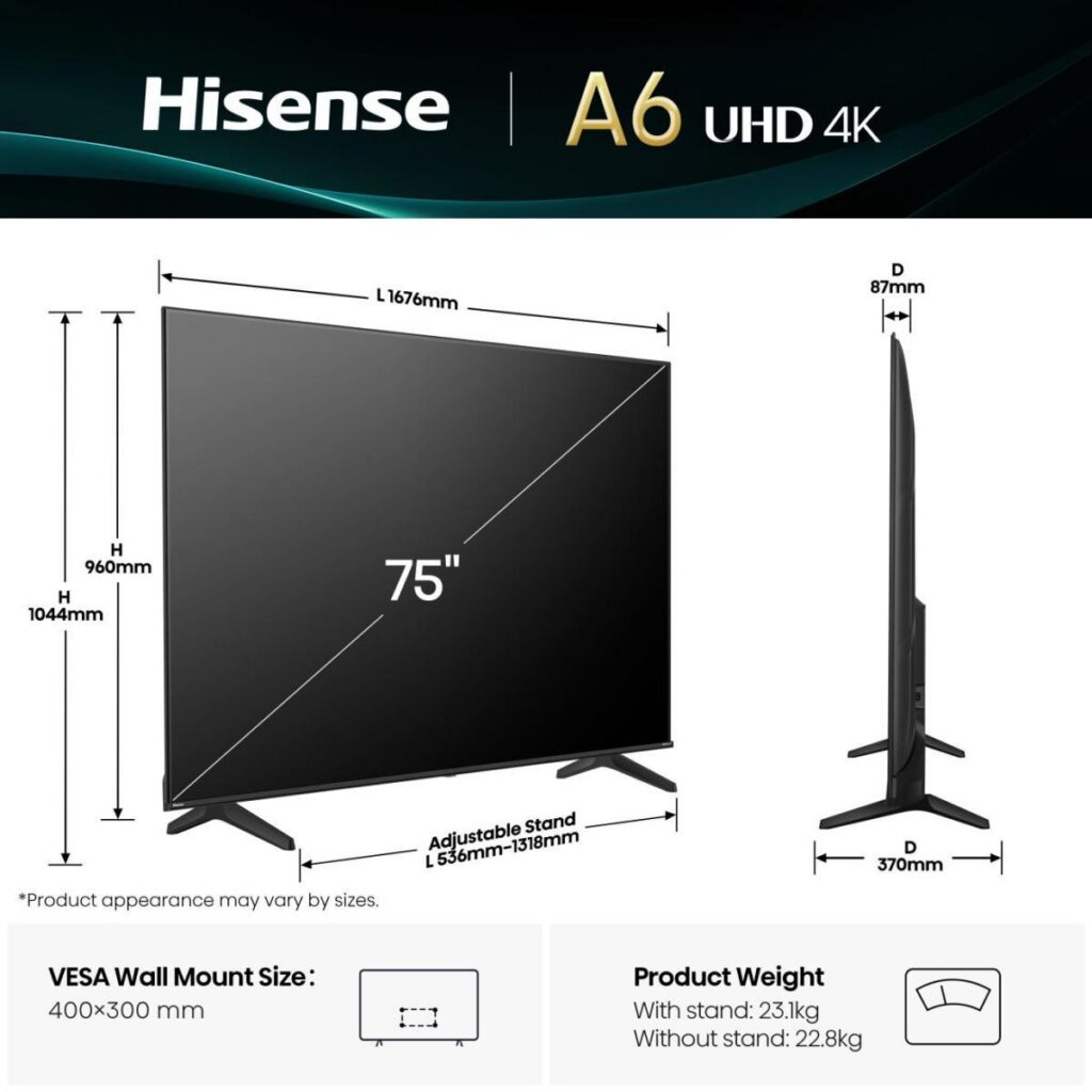 Televiisor|HISENSE|75 “|4K Ultra HD|3840 x 2160 pixels|Flat|16:9|7...