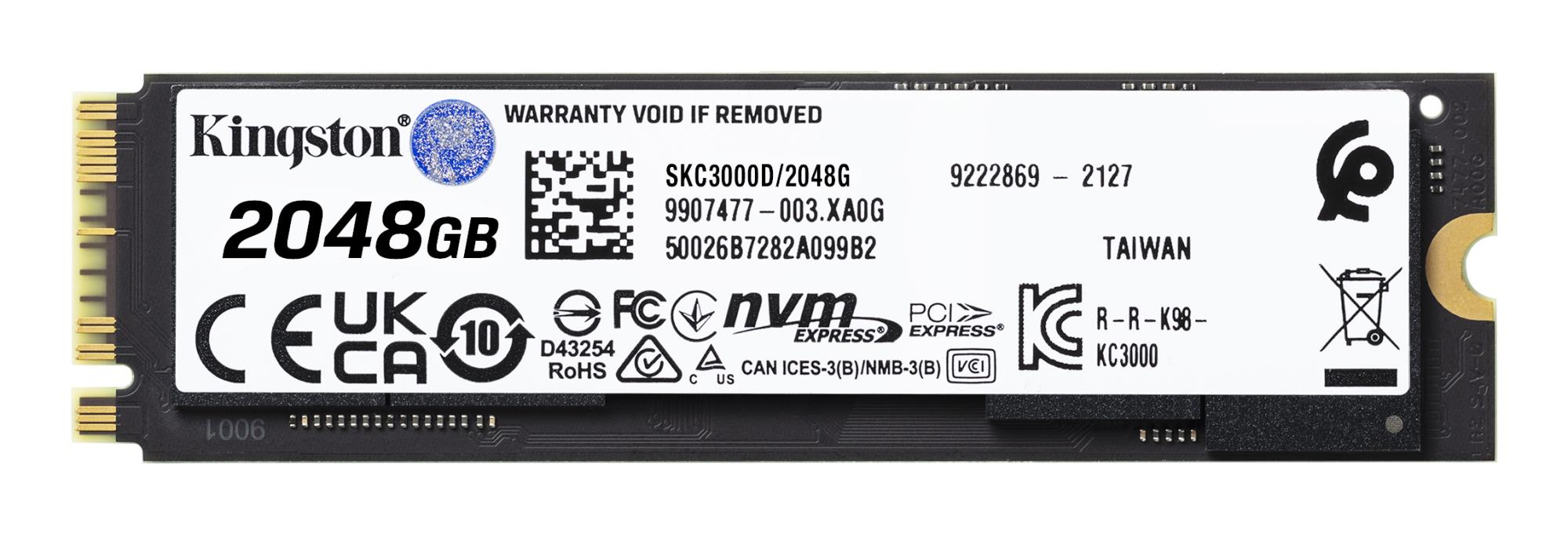 SSD|KINGSTON|KC3000|2TB|M.2|NVMe|3D TLC|Write speed 7000 MBytes/sec|Read...