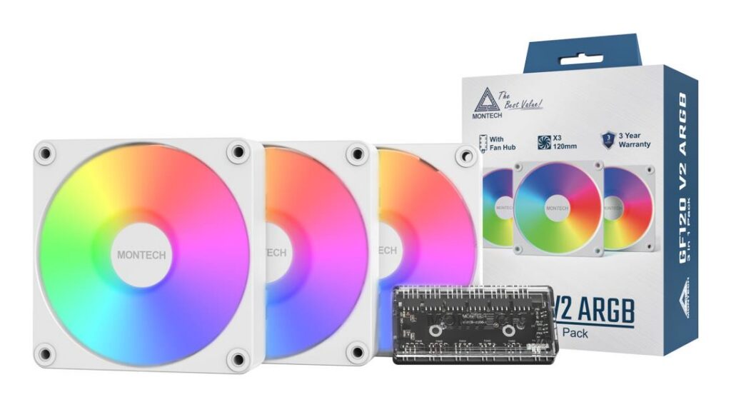 CASE FAN 120MM GF120 V2/ARGB PWM 3I1(W) MONTECH