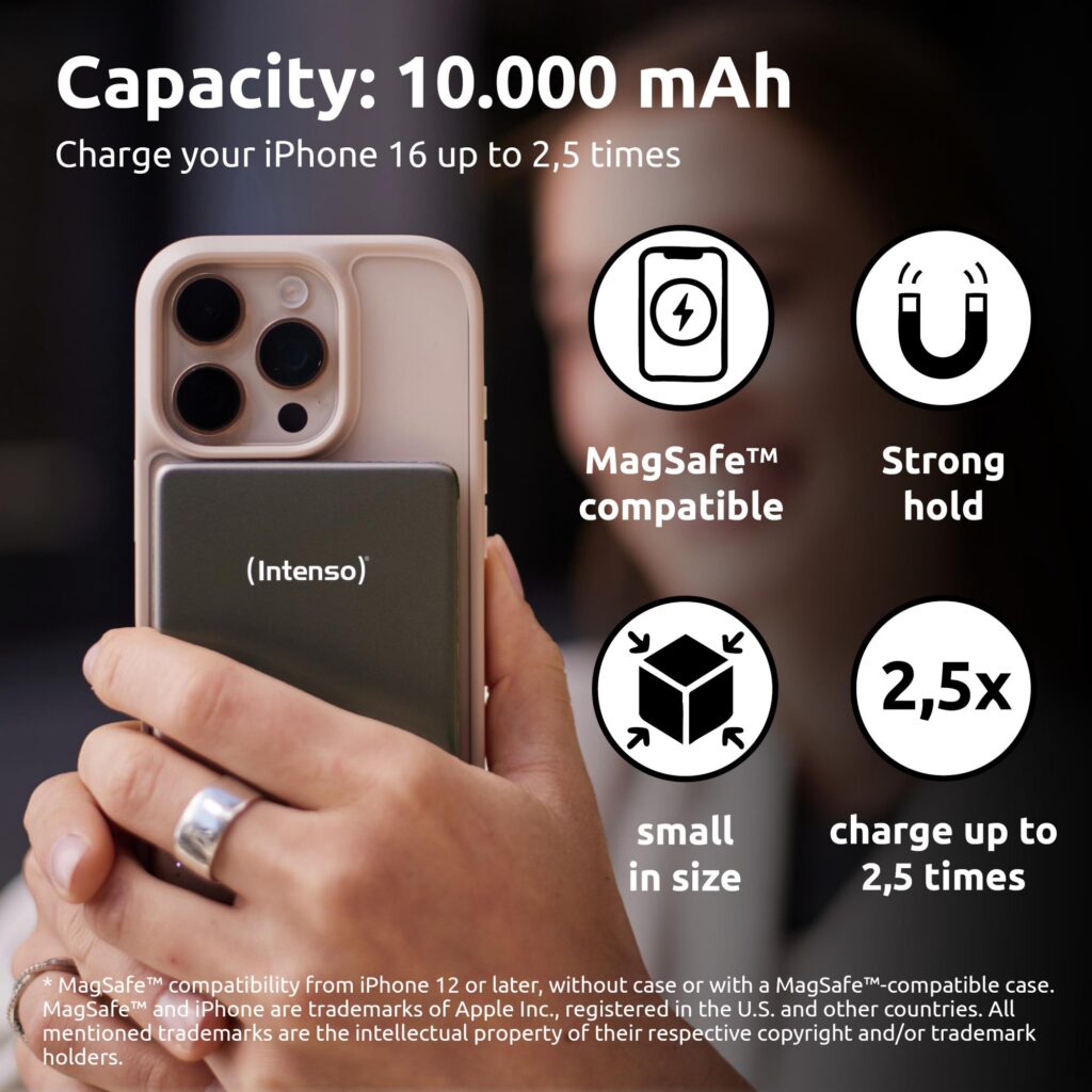 POWER BANK USB 10000MAH MAG/GREY 7344034 INTENSO